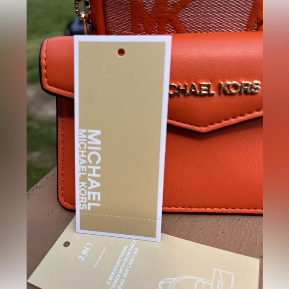 Michael Kors Maisie Small Logo Jacquard 2-in-1 Backpack with Cardholder Wallet N - Picture 7 of 8